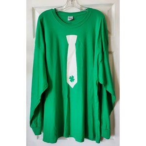 ST. PATRICKS DAY IRISH GREEN WHITE TIE LONG SLEEVE TSHIRT SIZE 4XL NWOT